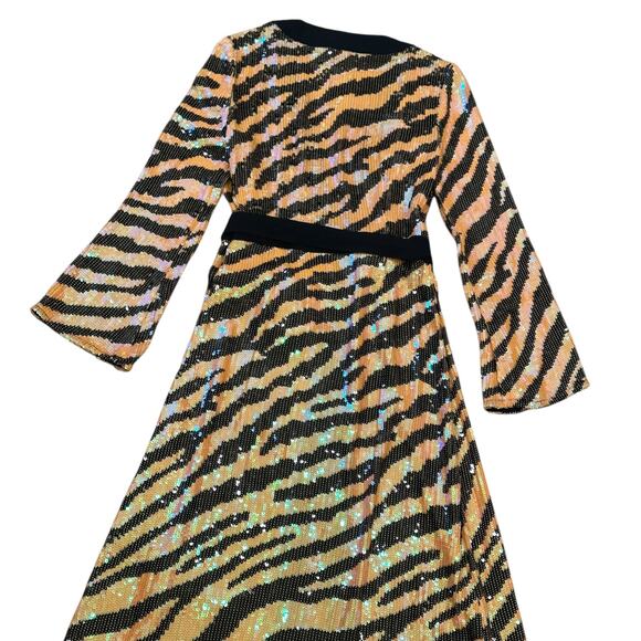 RIXO London Gigi Midi Sequin Dress In Tiger - Picture 13 of 13